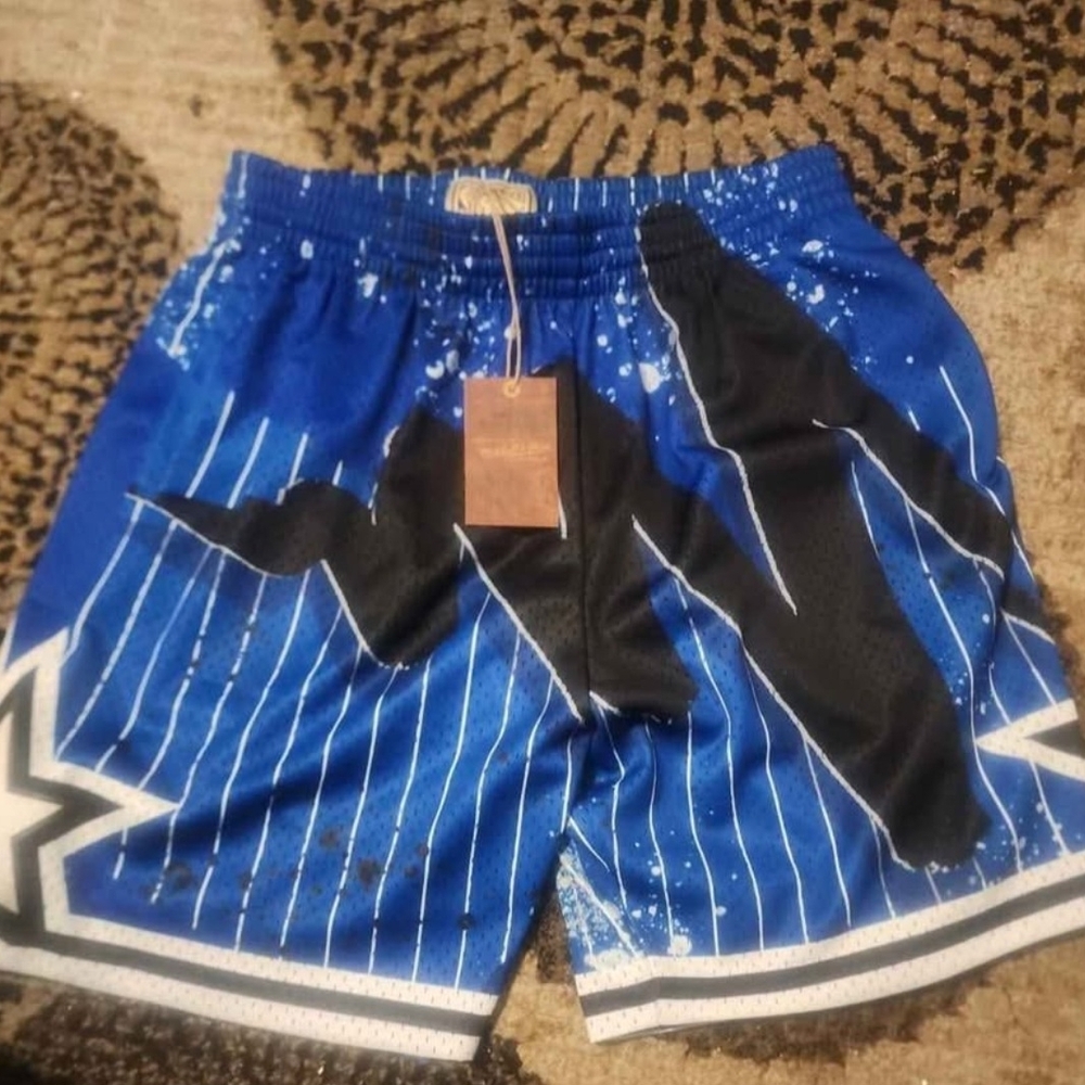 Mitchell & Ness Blue and Black Athletic Shorts